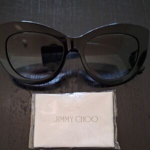 Jimmy Choo Black Cat-Eye Oversized Sunglasses